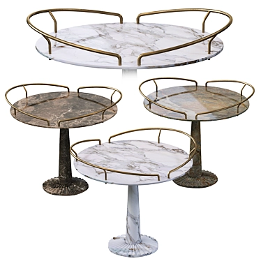 Elegant Postmodern Iron Side Table 3D model image 1 
