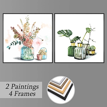 Artistic Wall Paintings Set 3D model image 1 