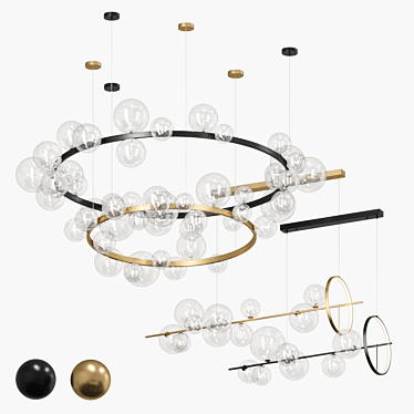 Skandi Iona Pendant Light Set: Circle & Horizontal Designs 3D model image 1 