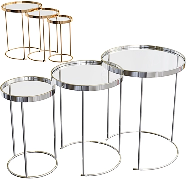 Sleek Silver Nesting Tables 3D model image 1 