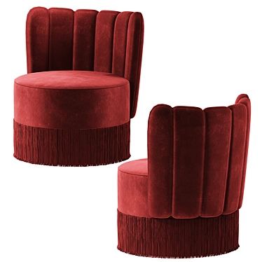 Velvet Fringe Armchair: Adjustable Elegance 3D model image 1 