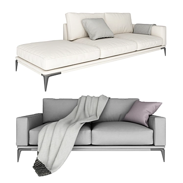 Cleveland Linen Sofa: Streamlined Mid-Century Modern Design 3D model image 1 