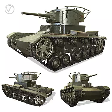 Soviet Tank T-26 Replica 3D model image 1 