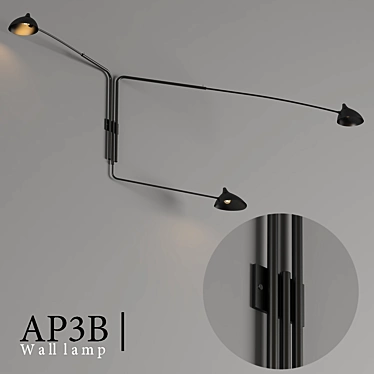 Adjustable Metal Wall Lamp with AP_3 Design 3D model image 1 