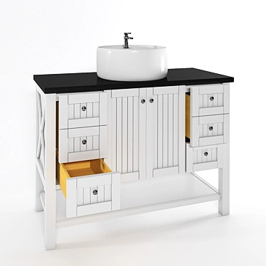Modena White Vanity Chest: Stylish Storage for Your Bathroom 3D model image 1 