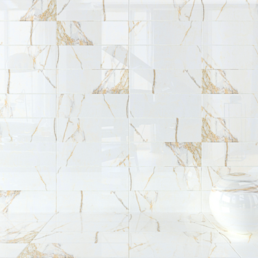 Estela White Wall Tiles Set: Multi-Texture, 30x90cm 3D model image 1 