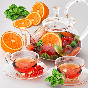 Berry Mint Fruit Tea 3D model image 1 