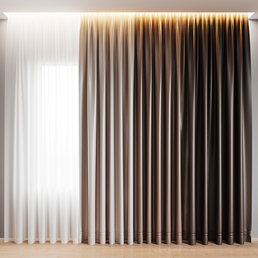 3 Color Curtain Set 3D model image 1 