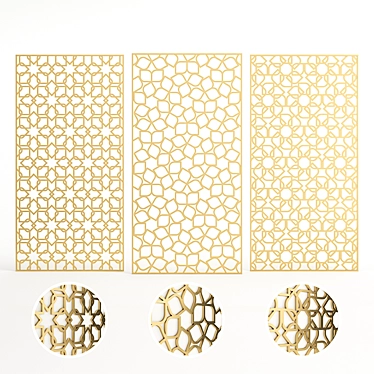 Elegant Brass Decorative Partition 3D model image 1 