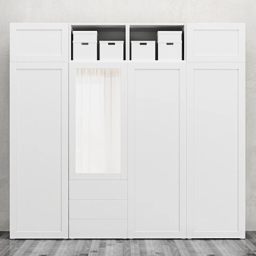 OPHUS Wardrobe: 7 Doors, 3 Drawers, White 3D model image 1 