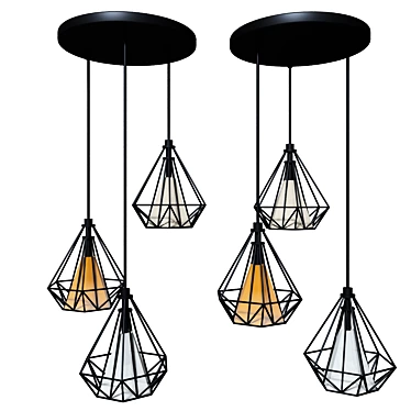 Industrial Loft Chandelier 3D model image 1 