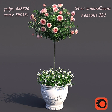 Stunning Potted Rose Bush 3D model image 1 
