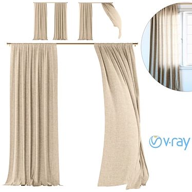Linen Wind Curtains | 111 3D model image 1 