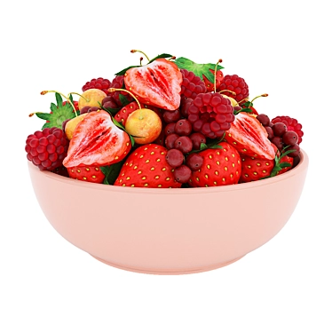 Vibrant Red Berry Bowl: Realistic 3D Model 3D model image 1 