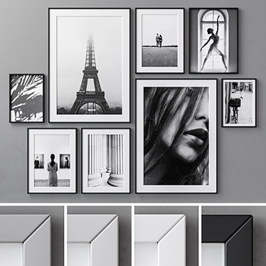 Stylish Photo Frames Set - 4 Colors 3D model image 1 