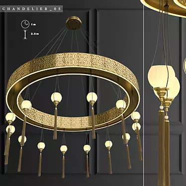 Elegant Islamic Chandelier for Spacious Areas 3D model image 1 