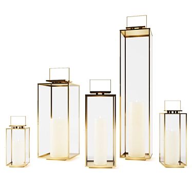 Minimalist Glass Lanterns with Handles 3D model image 1 