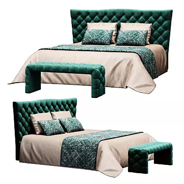 Elegant Juliet Bed with Ottoman 3D model image 1 