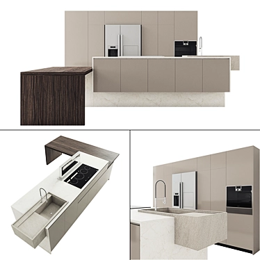 Stylish Kitchen 57: Perfect 3D Render, Textures Included 3D model image 1 