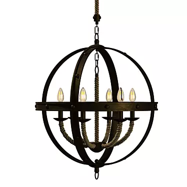 Metal Wire Chandelier: 80cm Height, 74cm Width & Depth 3D model image 1 