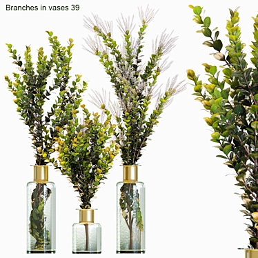 Versatile Branches in Vases: Kitchen, Dining, Living 3D model image 1 