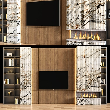 Sleek Modern TV Wall Unit 3D model image 1 