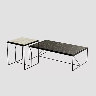 Elegant Arc Terrazzo Side Table 3D model image 1 
