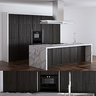 Sleek Kitchen Scene with High-Quality Textures 3D model image 1 