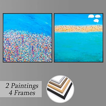 Set of Wall Paintings with Versatile Frames (No. 959), V-Ray and Corona Compatible. Versatile Frames for Wall Paintings 3D model image 1 