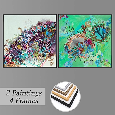 Artistic Wall Paintings Set 3D model image 1 