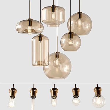 Modern Amber Pendant Lamps 3D model image 1 