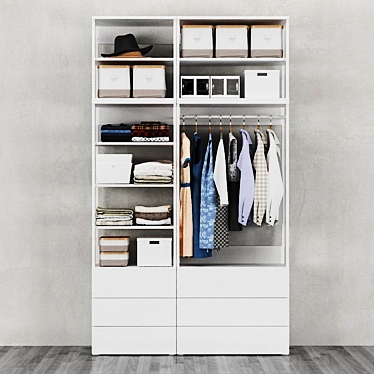 OPHUS Wardrobe: Stylish and Spacious with 6 Drawers 3D model image 1 