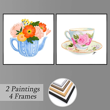 Artful Wall Paintings Set 3D model image 1 