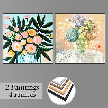 Modern Wall Art Set with Multiple Frame Options 3D model image 1 