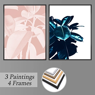 Elegant Wall Art Set with Frames 3D model image 1 