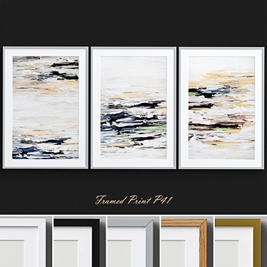 Contemporary Abstract Framed Print Set 3D model image 1 