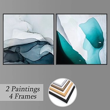 Artistic Wall Paintings Set 3D model image 1 