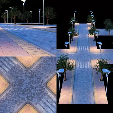 Concrete Paving Kit with Sidewalk 3D model image 1 