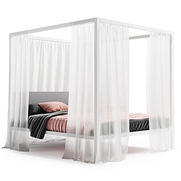 Zanotta Milleunanotte White Queen Canopy Bed 3D model image 1 