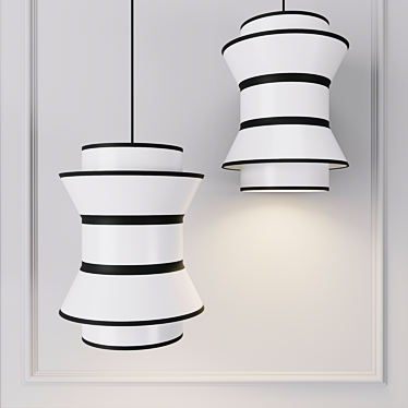 Modern Black Fabric Pendant Light 3D model image 1 