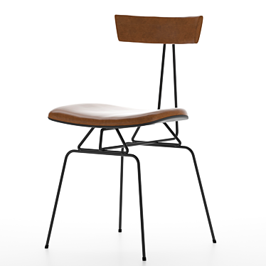 Modern Leather Metal Dining Chair 3D model image 1 
