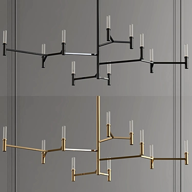 Root: LED Brass Pendant Chandelier 3D model image 1 