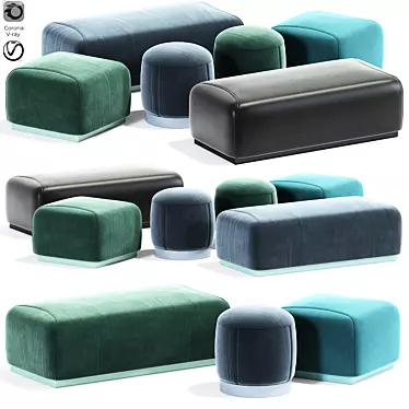 Modern Pouf Set: Versatile and Stylish 3D model image 1 