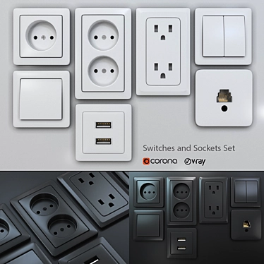 Versatile Switches & Sockets Set 3D model image 1 