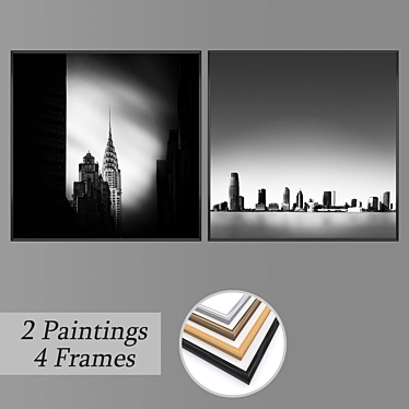 Artful Expression: Set of 2 Wall Paintings 3D model image 1 