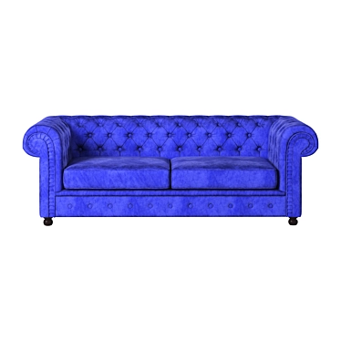 Navy Plush Velvet 2-Seat Sofa 3D model image 1 