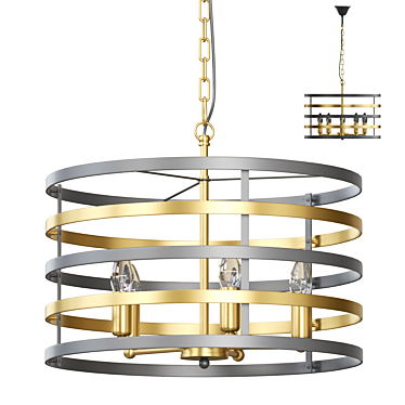 Elegant Metal Ring Chandelier 3D model image 1 