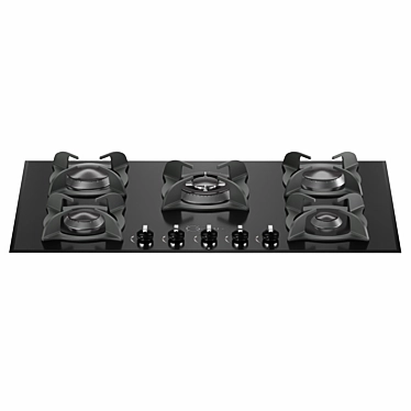 Genx 5 Burner Stove: Sleek Glass-Cast Iron Design 3D model image 1 