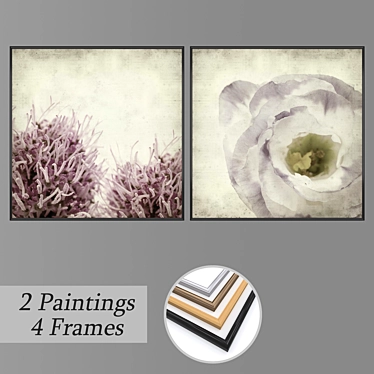 Artistic Wall Paintings Set 3D model image 1 