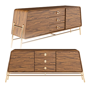 Bold Copper Retro Sideboard 3D model image 1 